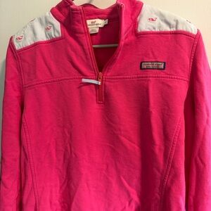 Vineyard Vines Pink Quarter Zip Pullover Women’s Large Blue Whale Logo Preppy